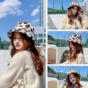 Bucket Hat Fuzzy Faux Fur Warm Bucket Hat Casual Cap Winter Plush Bucket Hat